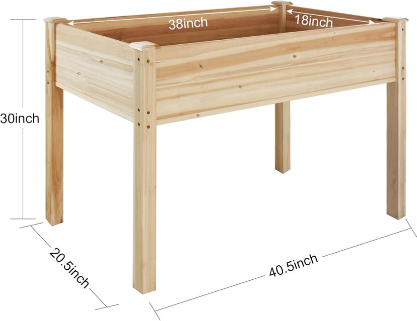 LZRS Raised Garden Bed Outdoor Planter Box with Legs for Herbs, Vegetables, Flowers, Great for Outdoor Patio, Yard and Deck, 220lb Capacity, Natural