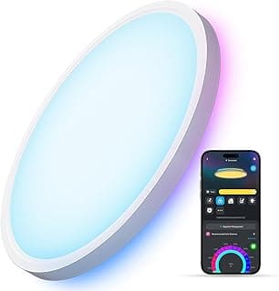 Govee Smart Ceiling Light, RGBIC LED Ceiling Light Fixture, 2400LM Flush Mount Light Fixture, DIY Colors, Works with Alexa, 2200K-6500K Ceiling Lights for Bedroom, Living Room, 12 Inch, 1 Pack
