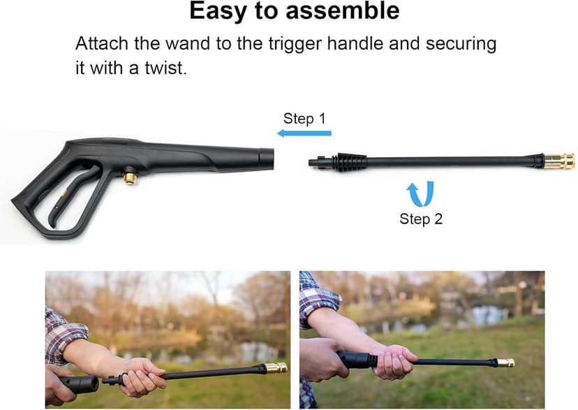 Pressure Washer Gun Set, Max W.P. 2320PSI, B.P. 5000PSI, M22-14mm & M22-15mm Fitting, 4 Stainless Steel Nozzle Tips & Holder, Replacement for Ryobi Powerstroke Greenworks and More Power Washers