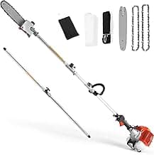 Pole Saw Gas Powered 58 CC, 2 Cycle Gas Powered Pole Saw with 11.5 Inch Pole and 16 Foot Retractable Long Pole Saw - Gas Pole Saws for Tree Trimming