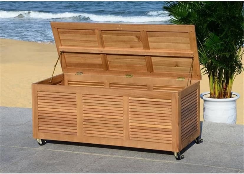 Safavieh PAT7038A Outdoor Collection Elina Teak 47.2" Cushion Deck Box