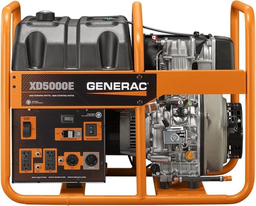 Generac 6864 XD5000E 5000-Watt Diesel-Powered Portable Generator - Ideal for Emergency Backup Power and Job Sites - Reliable Power for Demanding Applications - CARB Compliant
