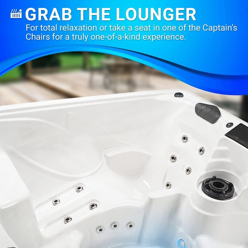 Essential Outdoor Hot Tub, 28-Jet Edgewater® 2023 Hot Tubs, Seats 5-6, Seating with Passive Therapy and Soothing Massage Features, Driftwood