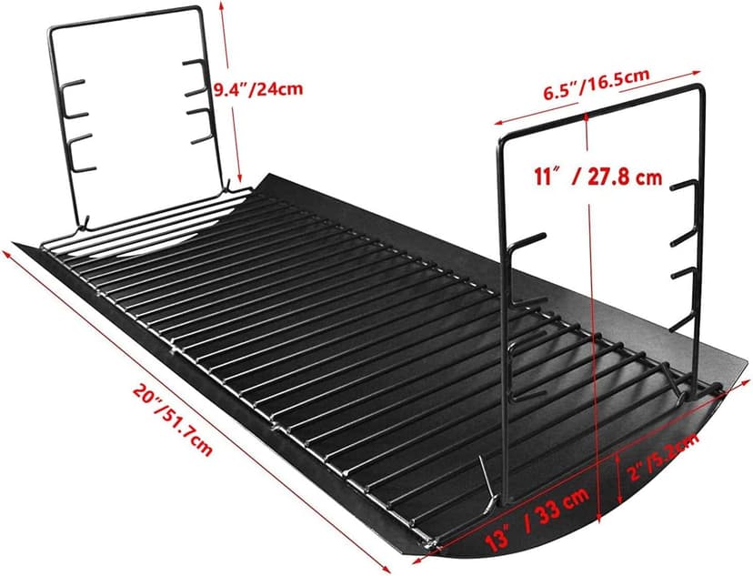 Uniflasy 20 Inches Ash Pan/Ash Grate for Chargriller 5050, 5072, 5650, 2123, 2223, 2823 Charcoal Grills, Char-Griller Model 200157, Chargriller Replacement Part with 2pcs Fire Grate Hanger