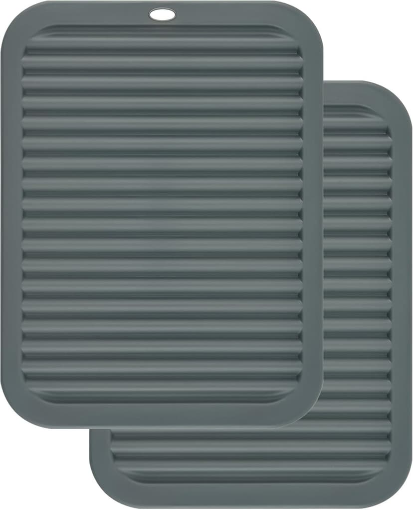 Trivets for Hot Dishes, Trivet Hot Pads for Kitchen, Silicone Trivets for Pots and Pans, Heat Resistant Mat for Tabletops, Silicone Trivet Mat for Countertops, Rectangular Dish Mat, Color Dark Gray