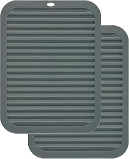 Trivets for Hot Dishes, Trivet Hot Pads for Kitchen, Silicone Trivets for Pots and Pans, Heat Resistant Mat for Tabletops, Silicone Trivet Mat for Countertops, Rectangular Dish Mat, Color Dark Gray