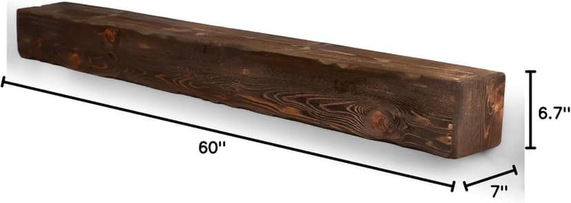 BoscoMondo Rustic Fireplace Mantel Shelf - Pine Wood - Wall Decor, Mounted Farmhouse Shelving (Dark Brown, 72" Extra Thick)