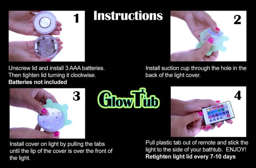 Underwater Remote Controlled LED Color Changing Light for Bathtub or spa - Battery Operated - Size 2.75 in.