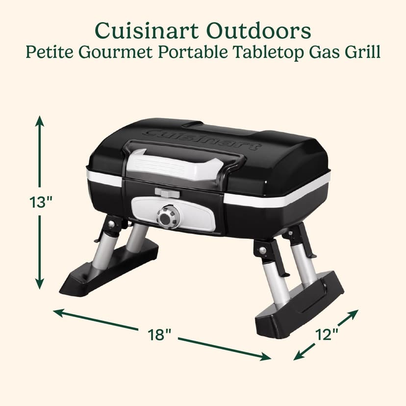 Cuisinart CGG-180TB Portable Propane, Petit Gourmet Tabletop Gas Grill, Black