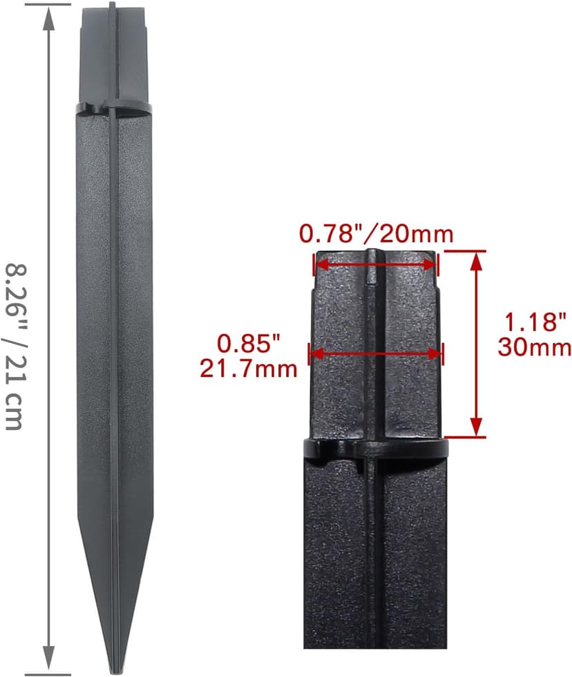 8PCS Torch Stake 8.25 Inch Pathway Light Stake Plastic Path Light Replacement ABS Plastic Stake Solar Stake for Garden,Pathway Lamps(Head Mounting Dia 0.83Inch)