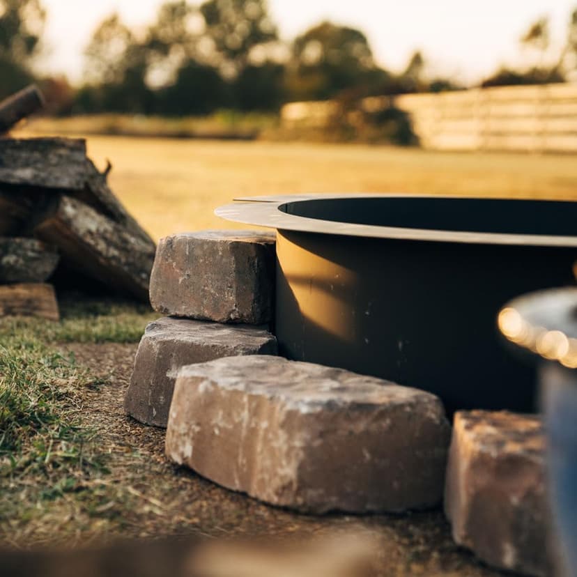 Titan Great Outdoors 33" Diameter Steel Fire Pit Liner Ring Heavy Duty DIY In-Ground Outdoor Build Your Own Bonfire