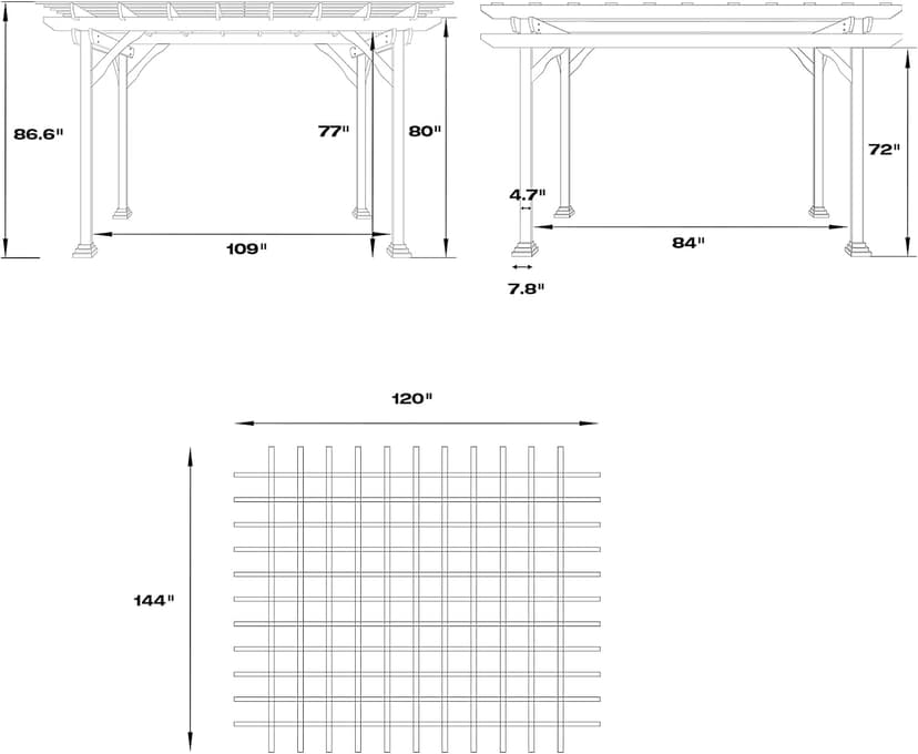 U-MAX Wood Pergola 12'x10' Wood Gazebo with Durability, Stability, Structure, Snow and Wind Supported,Mirador Outdoor Pergola for Patio Deck Garden Backyard and Patio