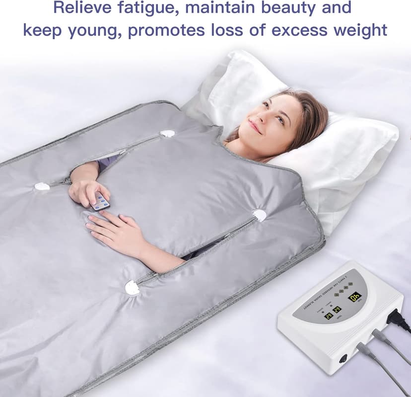 Infrared Sauna Blanket for Fitness and Detox Anti Aging, Length 71" with Remote Control, 2 Zone Temperature Control, Quick Sweating Professional Body Sculpting Home Sauna