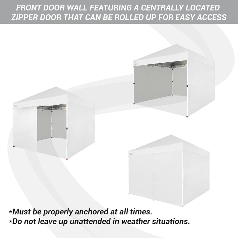 CROWN SHADES 10X10 Comercial Instant Canopy Pop Up Tent with Center Lock (10x10 with 4 Sidewalls, White)