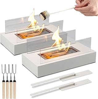 Tabletop Fire Pit Outdoor Portable Table Top Firepit Indoor Tabletop Fireplace for Patio Balcony Living Room Table Decor Family New Year Party Friday Night Dinner - 2 Pack