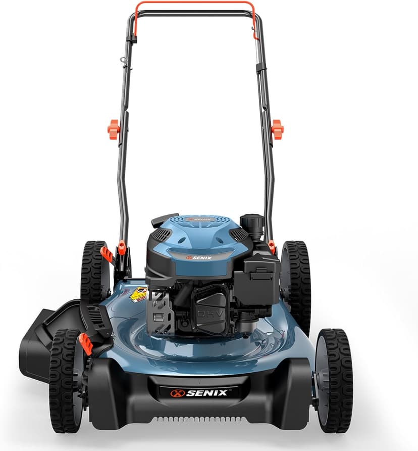 SENIX 144 cc Gas Lawn Mower, 21 inch 2-in-1 Push with Mulching and Side Discharge, 4-Cycle Engine, 6 Position Cutting Height Adjustment for Yard and Garden (LSPG-L6)