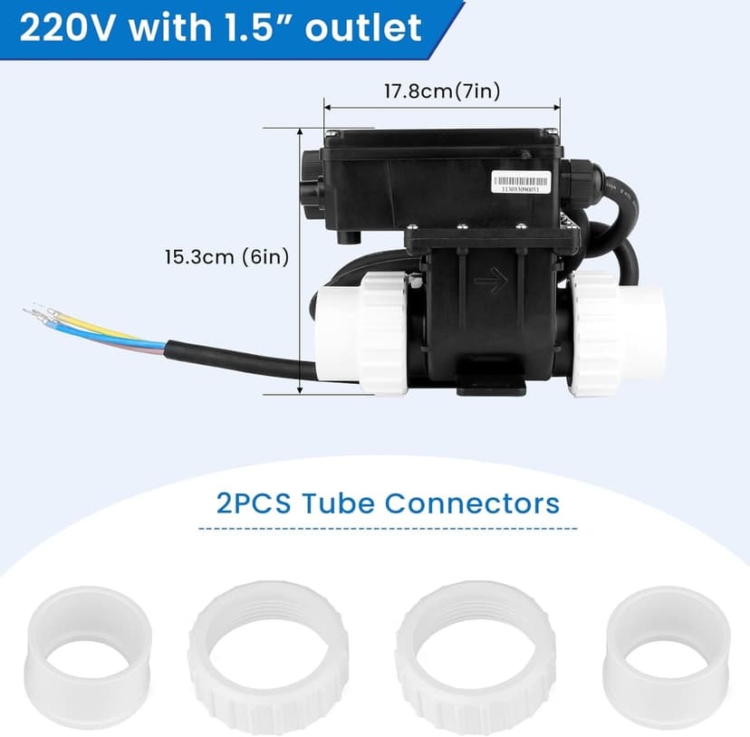 220V 3KW Spa Hot Tub Heater with Adjustable Temperature Thermostat, Inflatable Pool Heater for above Ground Pools, Hot Tubs & Inflatable bathtub，H30-RS1