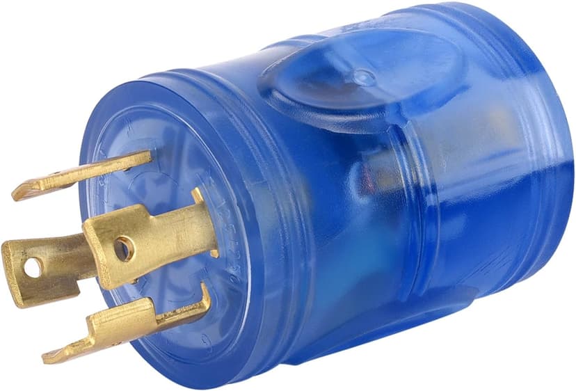 30 amp rv Power Adapter 4 Prong Twist Lock Plug Heavy Duty Converter L14-30P to TT-30R 125/250V 30A Male Plug to 30A Female Receptacle for Generator Caravan RV Camper (Clean Blue)