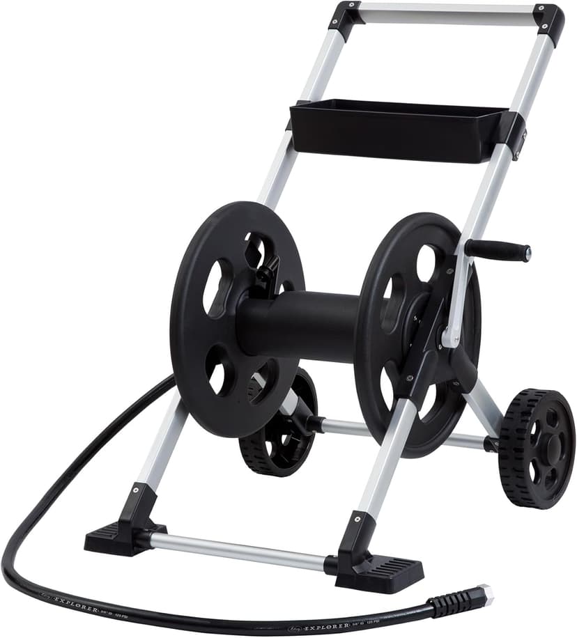 Liberty Garden 304 Explorer Two Wheel Hose Reel Cart, Aluminum, Holds 250-feet of 5/8" Hose