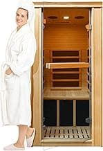 Far Infrared Sauna 1 Person Home Sauna Room Canadian Hemlock Wood Indoor Saunas 980W 110V with Control Panel, 28 * 33 * 62Inch