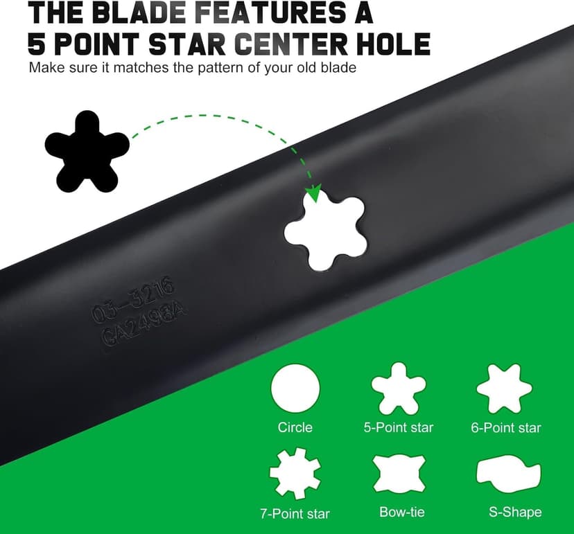 42 Inch Mower Blades for Craftsman LT1000 LT2000 T110 YT3000 138971 532138971 Poulan Pro 42" Deck Riding Mower Lawn Tractor PP19A42 Husqvarna YTH18542 (5 Point Star)