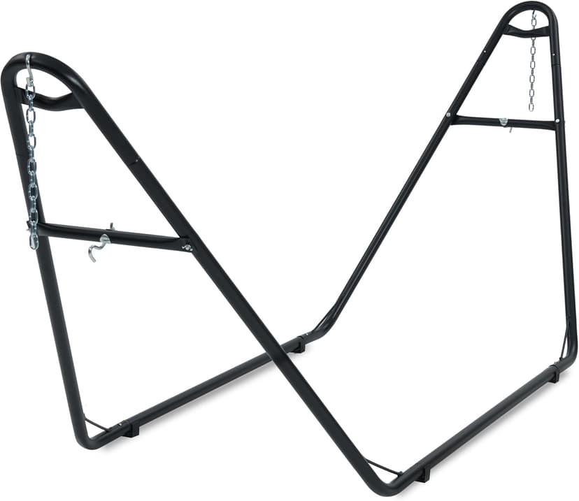 Universal 2 Person Hammock Stand Only, 600 lbs Capacity, Adjustable Heavy Duty Powder-Coated Steel Stand, Multi-Use, Fits 9ft to 14ft Hammocks, XXL Size (Black)