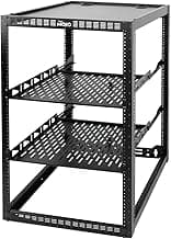 Tecmojo 20U Open Frame Network Rack for IT & AV Gear, Black, Alloy Steel, Rack Mount, Wall Floor Mount, Compatible with Networking Devices, Servers, IT Equipment
