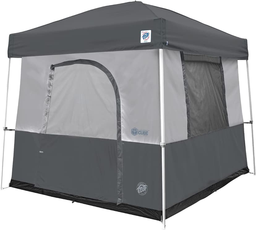 E-Z UP Camping Cube Sport, Converts 10' Angled Leg Canopy into Camping Tent, Grey (Canopy/SHELTER/Poles NOT Included)