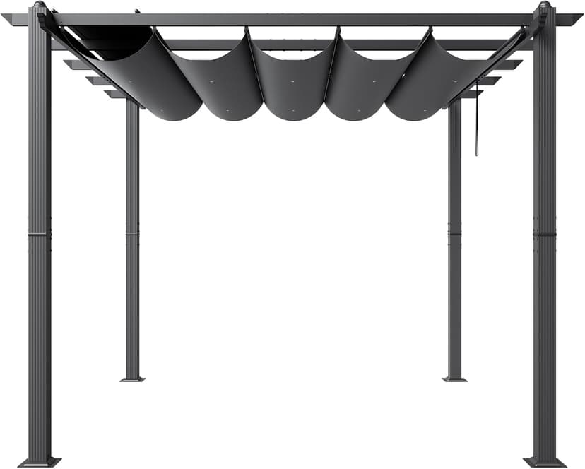 VEVOR 10'x10' Outdoor Retractable Pergola with Canopy, Aluminum Pergola with Retractable Canopy, Modern Style, Sun Shade for Patios, Gardens, Decks, Backyards (Gray)