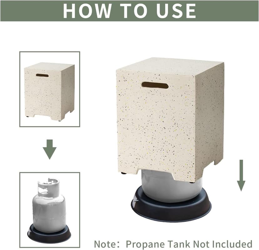 COSIEST 2-Piece Outdoor Propane Fire Pit Table Set w Tank Table, 42" Terrazzo Rectangle Fire Table (CSA Certified, 50,000 BTU) w 16" Tank Cover Side Table, Waterproof Cover for Garden, Pool, Backyard