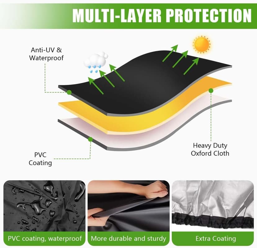 Outdoors Lawn Mower Cover Waterproof Heavy Duty 210D Polyester Oxford UV Protection Lawn Tractor Cover Fits Decks Up to 54" with Drawstring and Storage Bag