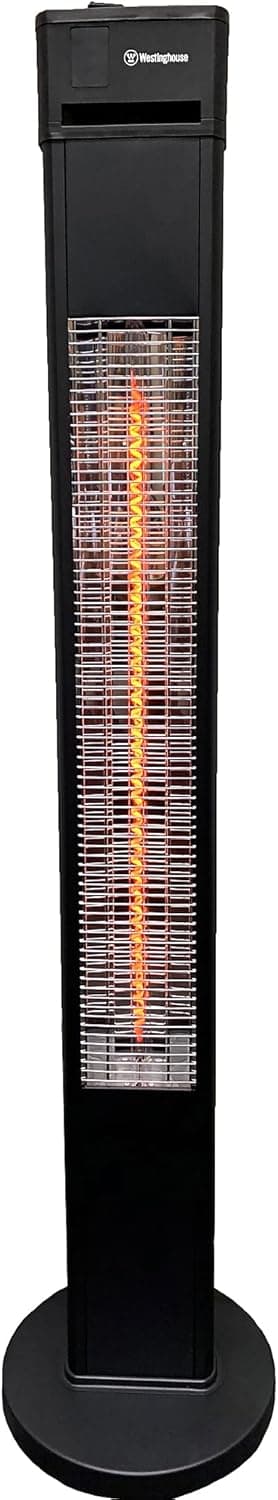 Westinghouse WES31-15110BLK Outdoor Electric Patio, Water Resistant Auto Shut Off Tip Over Switch & Overheat Protection, Freestanding Infrared Tower Heater, 47.2" x 11" x 11", Black