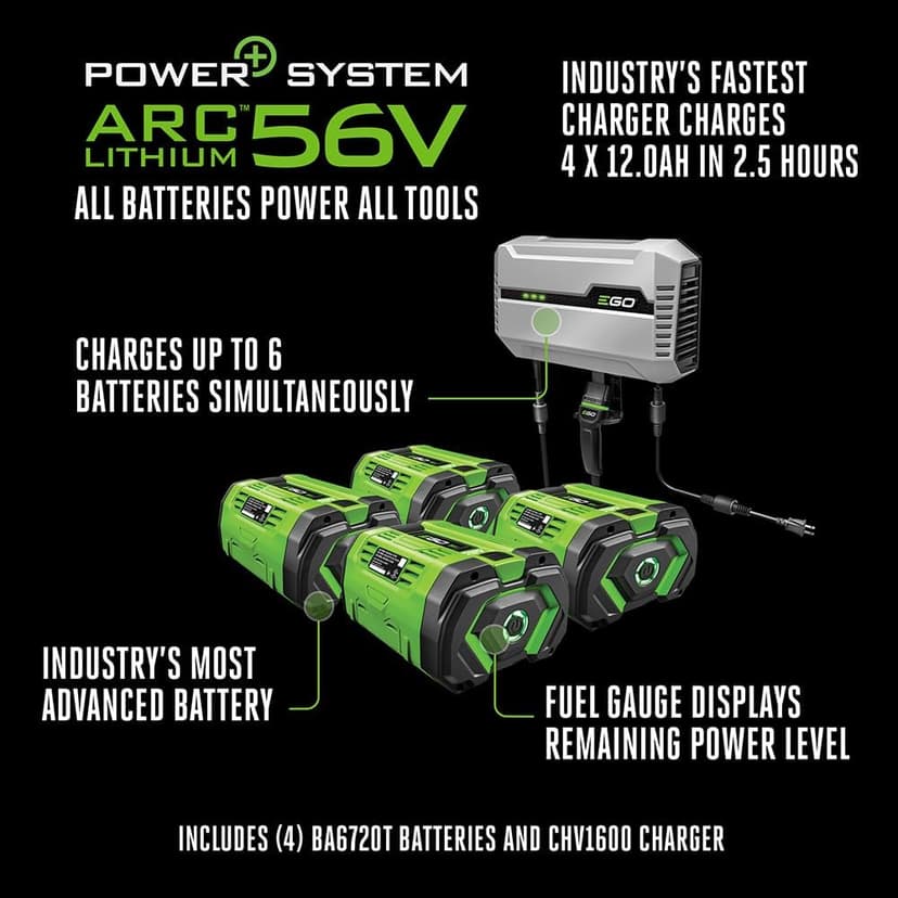EGO Power+ Electric Riding Lawn Mower, 42" Deck with Zero Turn Radius, Includes (4) 56V 12.0Ah Batteries and Charger - ZT4205S