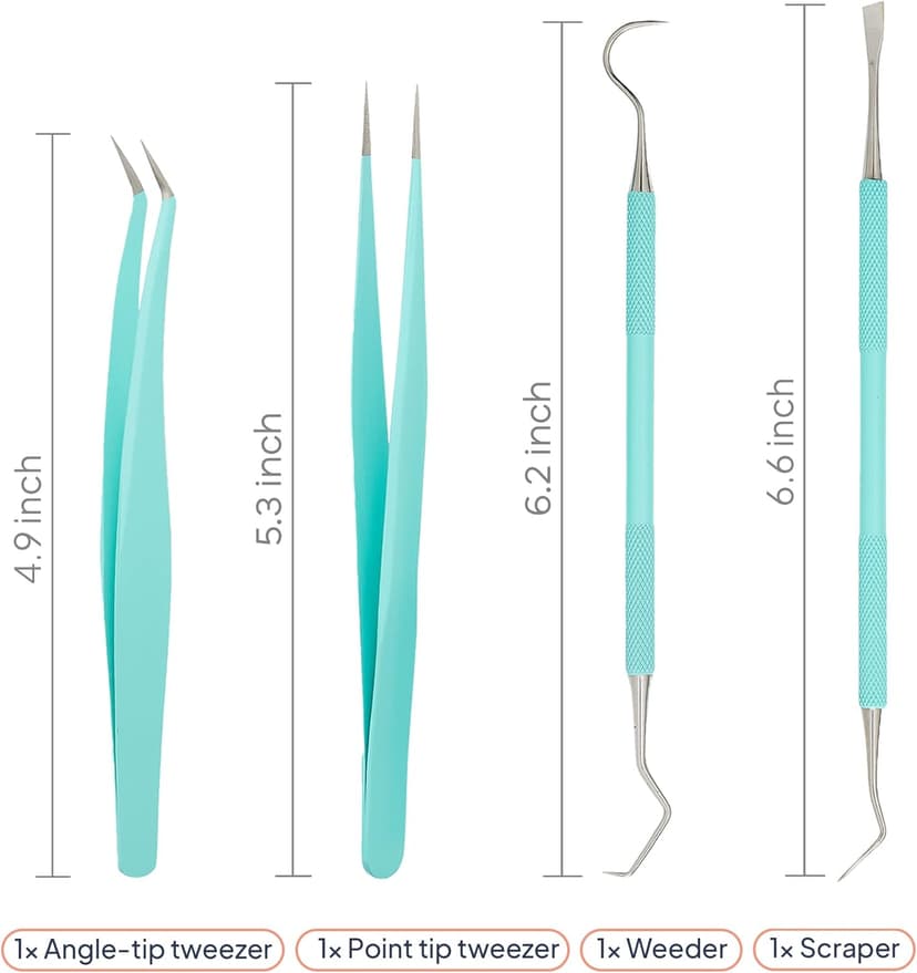 Premium Vinyl Weeding Tool Kit - Precision Stainless Steel Weeder - Hook and Pick with Fine Tweezers Crafting Set - by iVyne