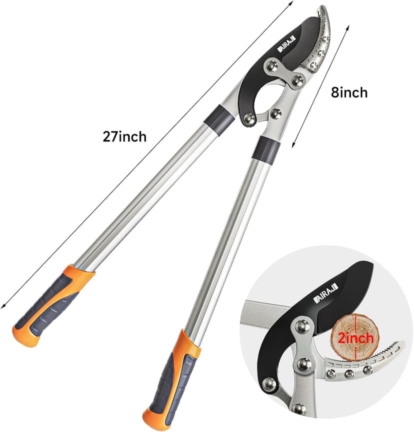 AIRAJ 27” Anvil Loppers for Tree Trimming Heavy Duty with Compound Action,Tree Branch Cutter with 2 Inch Cutting Capacity,Chops Thick Branches Ease,Garden Lopper Pruning Shears Heavy Duty,Tree Trimmer