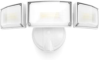 LUTEC 75W 8000 Lumen Floods Light Outdoor, Switch Controlled LED Security Lights with 3 Adjustable Heads, 5000K Daylight, IP65 Waterproof Exterior Flood Light for Outside Garage, Yard, Patio-White