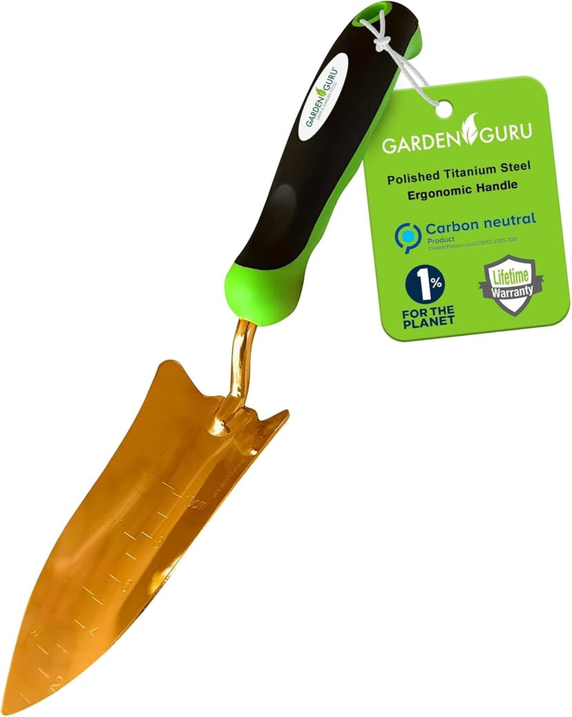 Garden Guru Transplanter Trowel Shovel - Stainless Steel - Rust Resistant - Ergonomic Grip - Perfect Hand Shovel Tool for Gardening Weeding Transplanting and Digging in Garden Beds