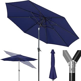 Tempera Patio Market Outdoor Table Umbrella with Push Button Tilt and Crank,Large Sun Umbrella with Sturdy Pole&Fade resistant canopy,Easy to set