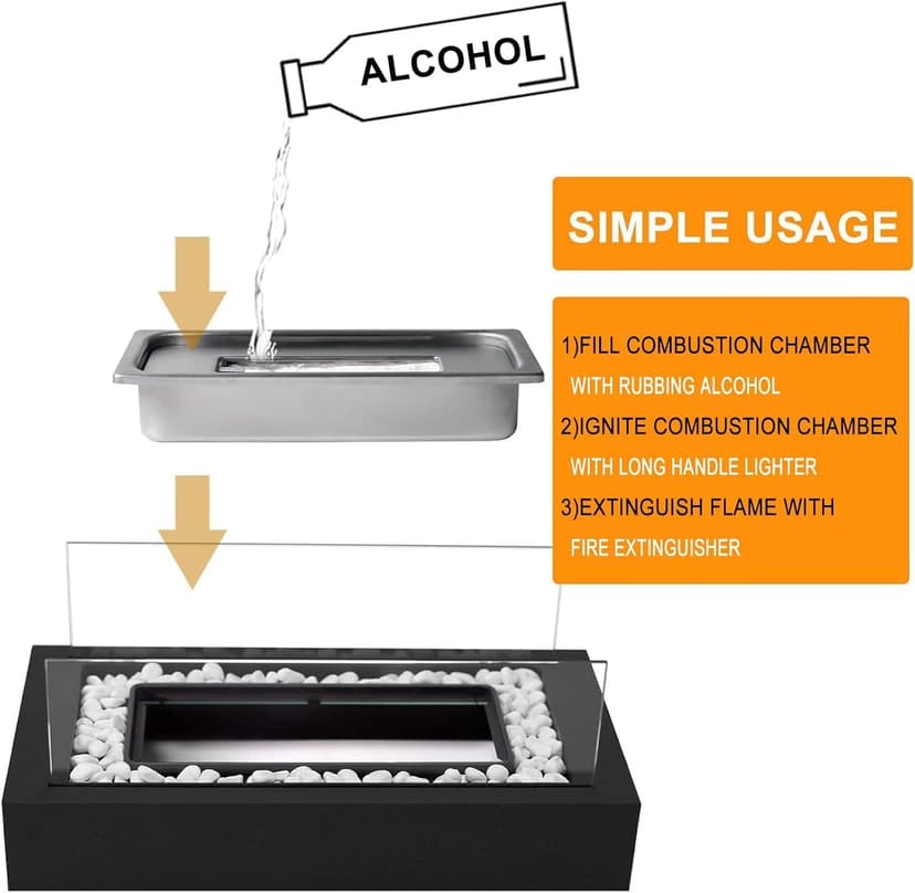 Metal Rectangle Table Top Firepit - Smores Maker Kit with 4 Roasting Sticks Indoor Tabletop Fire Pit & Outdoor Table Fireplaces, Gift for Mother's Day | Modern Home Décor, Housewarming & Birthday Gift