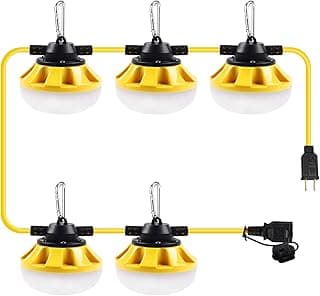50FT Construction String Lights LED Industrial Grade Best for Construction Sites, Renovation, Walkways,Patio，Mine cave, Outdoor, and Other Outdoor Lighting Solutions Use,Free for Climbing Hook