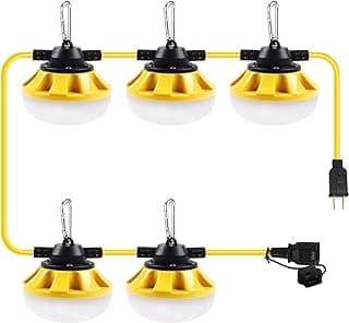 50FT Construction String Lights LED Industrial Grade Best for Construction Sites, Renovation, Walkways,Patio，Mine cave, Outdoor, and Other Outdoor Lighting Solutions Use,Free for Climbing Hook