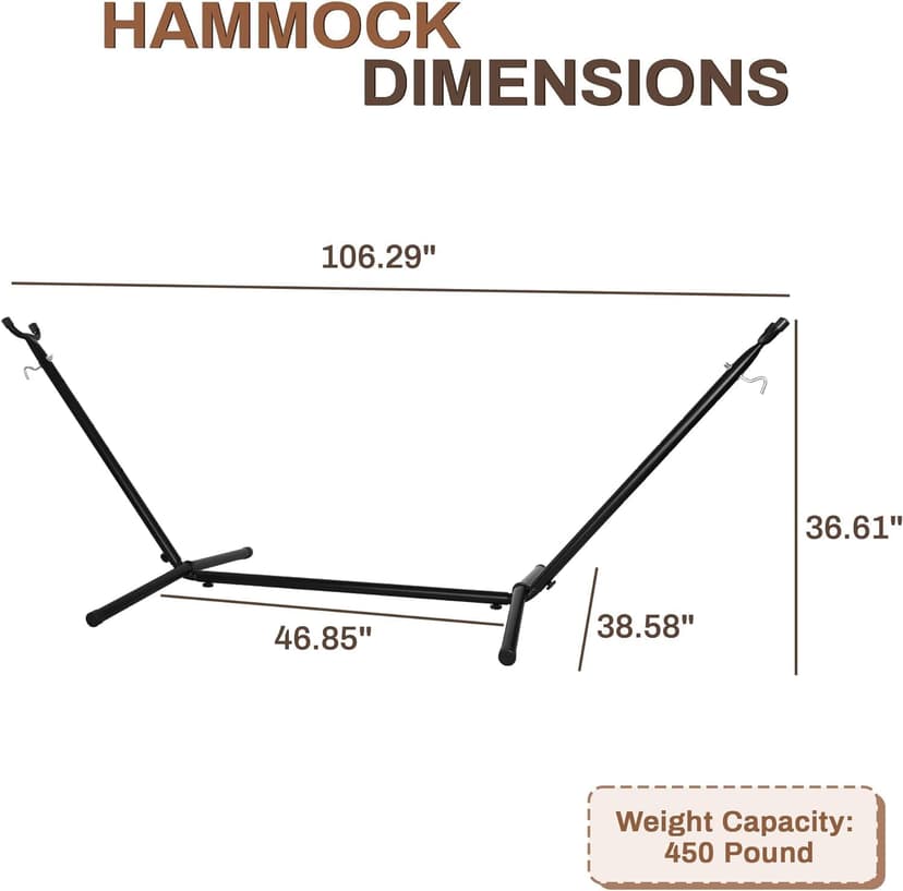 Heavy Duty Adjustable Steel Hammock Stand, 9-Foot, 450-Pound Capacity, Weather Resistant, Easy to Assemble