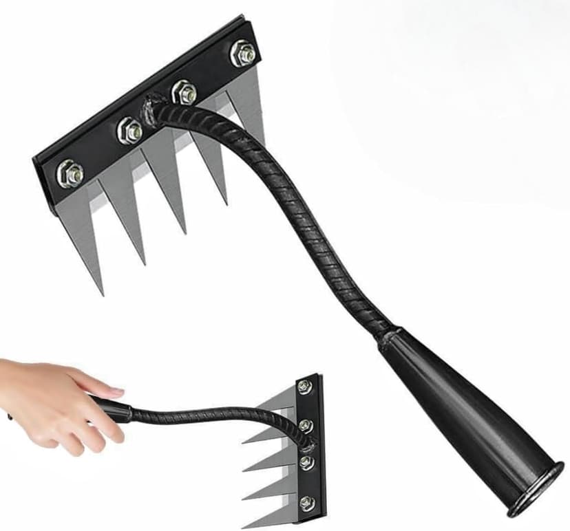 Iron Rake 2.0, Weed Puller Tool, Gardenia Iron Weeding Rake, Carbon Steel Garden Weeding Iron Weeding rake, Detachable Gardening Hand Weeder Puller Tool for Gardening and Weeding (5 Tooth)