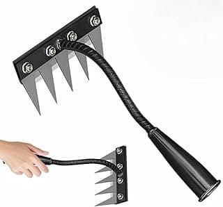 Iron Rake 2.0, Weed Puller Tool, Gardenia Iron Weeding Rake, Carbon Steel Garden Weeding Iron Weeding rake, Detachable Gardening Hand Weeder Puller Tool for Gardening and Weeding (5 Tooth)