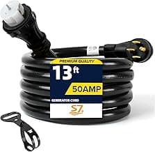 S7 50 Amp Generator Cord,13FT STW 6/3 + 8/1 14-50P to SS2-50R Twist Lock,Heavy Duty Cord with Organizer Lock Connectors