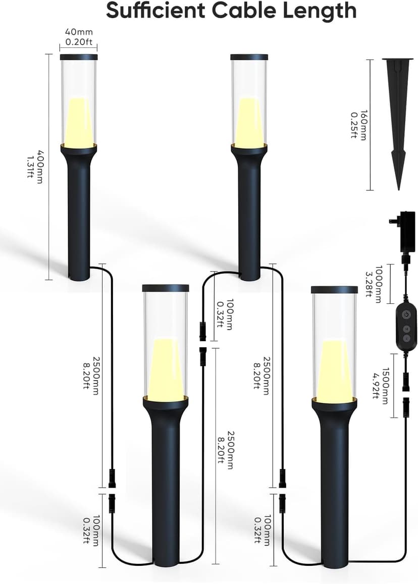Pathway Lights Outdoor, RGBCW Low Voltage Landscape Lighting, Smart APP and Alexa Control, IP65 Waterproof, Color Changing Walkway Lights for Garden, Yard, Patio, Christmas, 4 Pack