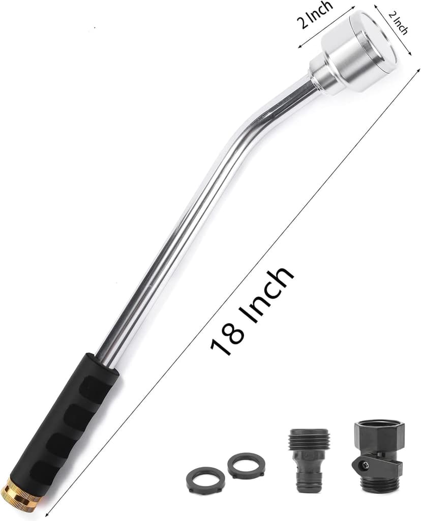 18-inch Soft Rain Watering Wand with Shut Off Valve, Lightweight and Durable Metal Gentle Watering Wand Perfect for Hanging Baskets, Planters, Garden, Shrubs and Seedbed