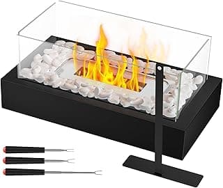 Tabletop Fire Pit, Portable Smores Maker Kit Indoor/Outdoor Mini Small Fireplace Table Top Decor Home Patio Gifts for Women Mom Housewarming Christmas Birthday White Elephant Gift