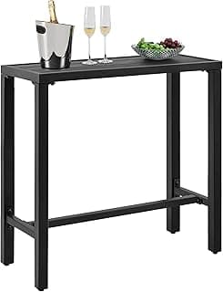 Yaheetech Outdoor Bar Table, 39'' Square Bar Height Dining Table with Weather Resistant Waterproof Top, Outdoor Furniture for Hot Tub, Garden, Patio, Pool Deck, Lawn, Poolside Black