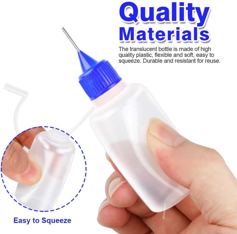 12pcs Precision Tip Applicator Bottles with 5 Mini Funnels, YGDZ 30ml Needle Tip Squeeze Glue Bottles for Paint Quilling Craft, 6 Colors